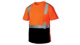 Pyramex RTS2120BM T Shirt Hi Vis Orange T Shirt Size Medium Lightweight Polyester Moisture Wicking Material T Shirt With Black Bottom