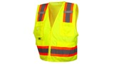 Pyramex RVZ2410CPS Class 2 Surveyor Vest With Clear Pocket Lime Small