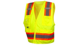 Pyramex RVZ2410CPS Class 2 Surveyor Vest With Clear Pocket Lime Small