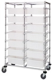Quantum BC214069M1DCL Double Bay Bin Cart With Clear-View Dividable Grid Containers, 24