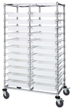 Quantum BC214069M2DCL Double Bay Bin Cart With Clear-View Dividable Grid Containers, 24