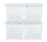 Quantum HNS230CL Clear-View Hang-and-Stack Bin Complete Package, 4 Clear Bins + 2 Rails
