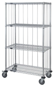 Quantum M2460C46RE 4 Wire Shelf Cart with Rods & Tabs (Outside Dimensions: 60"L x 69"H x 24"W)