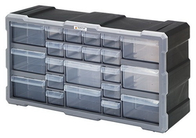 Quantum PDC-22BK Plastic Drawer Cabinets, Cabinet with 22 Plastic Drawers