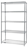 Quantum WR54-1448S-5 Wire Shelving 5-Shelf Starter Units - Stainless Steel, 14