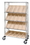 Quantum WRCSL5-63-1848EP-104 Wire Slanted Shelf Cart With Enclosure Panels With Bins, 18" x 48" x 69" Enclosed Slanted Shelf Unit w/ 28 Bins