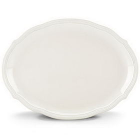 Lenox 834015 French Perle Bead White&#8482; 16" Oval Serving Platter