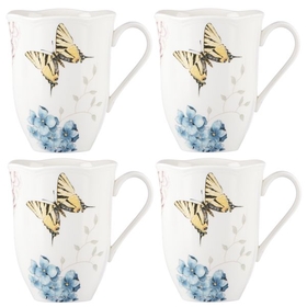 Lenox 869578 Butterfly Meadow Hydrangea&#174; 4-piece Mug Set