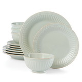 Lenox 870009 French Perle Groove 12-Piece Plate & Bowl Dinnerware Set