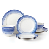 Lenox 885150 Indigo Watercolor Stripe™ 12-piece Dinnerware Set