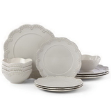 Lenox 885628 Chelse Muse Scallop Floral Grey™ 12-piece Dinnerware Set