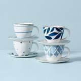 Lenox 890199 Blue Bay™ 4-piece Espresso Cup & Saucer Set