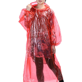 TOPTIE Unisex Disposable Raincoat for Adult, Wholesale Drawstring Hood and Sleeves