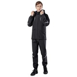 TOPTIE Breathable Rain Suit with Removable Hood, Reflective Rain Jacket & Pants for Men Women - Black
