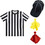 TOPTIE 4PCS Children Referee Shirt Set, Striped Umpire Jersey, Referee Cap, Yellow Red Penalty Flag