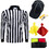 TOPTIE 6PCS Official Referee Shirt Set Long Sleeve Pocket Umpire Jersey, Ref Cap and Whistle, Yellow Red Flag, Referee Wallet