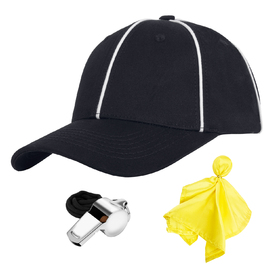 TOPTIE Referee Accessories Referee Hat and Whistle Penalty Flag Set Sporting Goods for Men Football