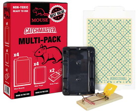 Atlantic Paste 490 MOUSE MULTI-PACK INCLUDES (4) 1872 GLUE BOARDS, (4) 102 GLUE TRAYS, (2) 602 WOODEN SNAP TRAPS