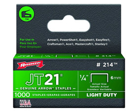 Arrow Fastener 214 1/4" JT21 Staples - 5 Packs 1000 Per Pack