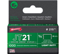 Arrow Fastener 215 5/16" JT21 Staples - 5 Packs 1000 Per Pack