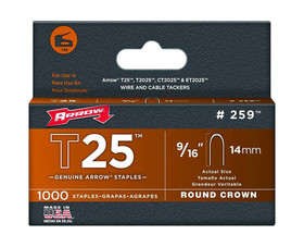 Arrow Fastener 259 9/16" T25 Staples - 5 Packs 1000 Per Pack