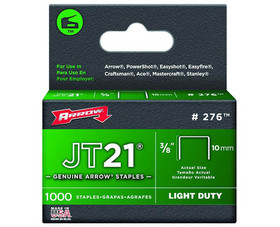 Arrow Fastener 276 3/8" T27 Staples - 5 Packs 1000 Per Pack