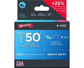 Arrow Fastener 50524 5/16" T50 Staples - 4 Packs 1250 Per Pack