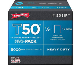 Arrow Fastener 508IP 1/2" T50 Staples - Bulk 5000 Per Box