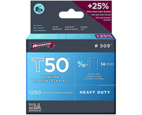 Arrow Fastener 509-24 9/16" T50 Staples - 4 Packs 1250 Per Pack