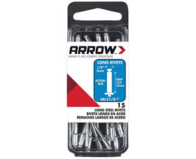 Arrow Fastener RLS1/8 1/8" Steel Rivets - 1/2" Range - 15 PCS.