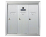 Auth Chimes 12503HA ANODIZED ALUMINUM, THREE COMPARTMENT, FULLY RECESSED VERTICAL APARTMENT STYLE MAILBOX CUT OUT 17-1/2