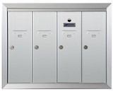 Auth Chimes 12504HA ANODIZED ALUMINUM, FOUR COMPARTMENT, FULLY RECESSED VERTICAL APARTMENT STYLE MAILBOX CUT OUT 23