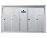 Auth Chimes 12505HA ANODIZED ALUMINUM, FIVE COMPARTMENT, FULLY RECESSED VERTICAL APARTMENT STYLE MAILBOX CUT OUT 28-5/8