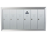 Auth Chimes 12506HA ANODIZED ALUMINUM, SIX COMPARTMENT, FULLY RECESSED VERTICAL APARTMENT STYLE MAILBOX CUT OUT 34-1/8