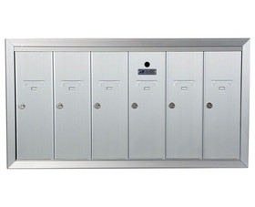 Auth Chimes 12506HA ANODIZED ALUMINUM, SIX COMPARTMENT, FULLY RECESSED VERTICAL APARTMENT STYLE MAILBOX CUT OUT 34-1/8" W X 17-3/4" H X 6-3/4" D