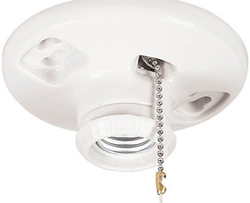 Cooper Wiring Devices 659-SP Porcelain Pull Chain Ceiling Fixture