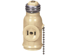 Cooper Wiring Devices 718V-BOX One Socket And 2 Outlet Pull Chain Adapter - Ivory Bulk