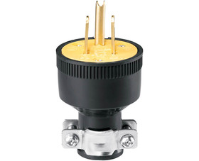 Cooper Wiring Devices 1709-BOX 15 AMP 125V Black Rubber Plug - Bulk