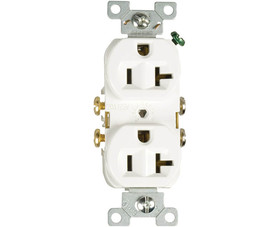 Cooper Wiring Devices CR20W 20 AMP 250 Volt Commercial Grade Duplex Receptacle - White