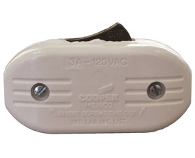 Cooper Wiring Devices 933W-BOX Switch Feedthru Cord Flat/Round - 3A White