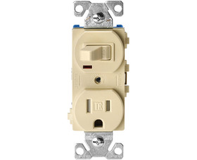 Cooper Wiring Devices TR274V Single Pole Switch With Tamper Resistant Receptacle - Ivory Boxed