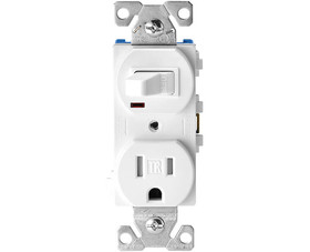 Cooper Wiring Devices TR274W Single Pole Switch With Tamper Resistant Receptacle - White Boxed