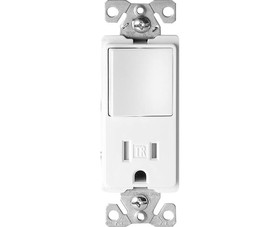 Cooper Wiring Devices TR7730W Single Pole Decorative Switch With Tamper Resistant Receptacle - White Boxed