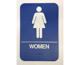 Don-Jo HS-9070-04 9" X 6" Blue Women's Restroom Sign With Braile