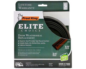 Frost King ES184B 3/4" x 1/2" x 81" Brown Elite Lifetime Door Weatherseal Replacement