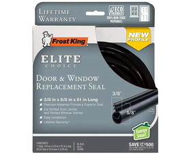 Frost King T81BK 3/8" x 5/8" x 81" Elite Lifetime Bulb Shape Door Weatherseal Replacement BLACK