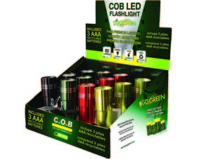 Go Green Power GG-113-COBD12 4 Color COB LED Flashlight Display - 12 Piece Display