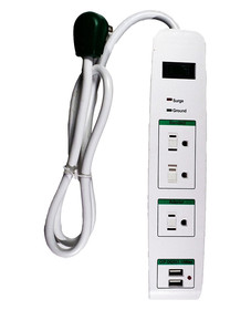 Go Green Power GG-13103USB 3 Outlet Surge Protector