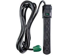 Go Green Power GG-16103M-12BK 6 Outlet Surge Protector 250 Joules 12&#039; Cord Black