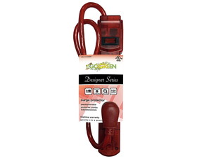 Go Green Power Gg-16103Mdr 6 Outlet Translucent Red Surge Protector 250 Joules 3&#039; Cord 15Amp Circuit Breaker